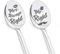 Engraved Coffee Spoons Set - Mr. Right & Mrs. Always Right - Wedding Gift for Couples - Gift Idea for Bride and Groom - Stainless Steel