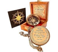 Engraved Compass 2" - Father to Son Gift from Mom & Dad, Perfect for Graduation, Birthday, Baptism, Confirmation, Communion (Black Edition)