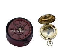 Engraved Compass Gift for Son - Vintage Brass Compass with Wooden Box - Inspirational Quote Keepsake for Graduation, Birthday, Christmas, or Anniversary - Love You Forever Compass (Polish)