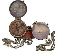 Engraved Compass Personalized Compass Antique Compass Custom Gift Brass Compass Gift for Graduation, Anniversary, Baptism, Retirement, or Christmas - Vintage Style Working Compass with Wooden Box