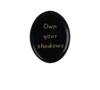 Engraved Crystal Thumb Worry Stone 1.69" with Gift Box - Natural Pocket Palm Stone with Affirmations, Meditation & Calm Gift, Christmas Stocking Stuffer (Black Obsidian)