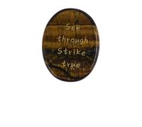 Engraved Crystal Thumb Worry Stone 1.69" with Gift Box - Natural Pocket Palm Stone with Affirmations, Meditation & Calm Gift, Christmas Stocking Stuffer (Tiger’s Eye)