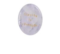 Engraved Crystal Thumb Worry Stone 1.69" with Gift Box - Natural Pocket Palm Stone with Affirmations, Meditation & Calm Gift, Christmas Stocking Stuffer (Clear Quartz)