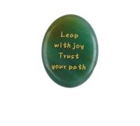 Engraved Crystal Thumb Worry Stone 1.69" with Gift Box - Natural Pocket Palm Stone with Affirmations, Meditation & Calm Gift, Christmas Stocking Stuffer (Aventurine)