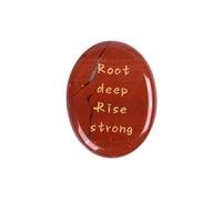 Engraved Crystal Thumb Worry Stone 1.69" with Gift Box - Natural Pocket Palm Stone with Affirmations, Meditation & Calm Gift, Christmas Stocking Stuffer (Red Jasper)