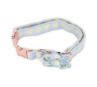 Engraved Dog Collar with Six Petal Flower | Adjustable Soft Cotton Collar for Comfort/Walks/Sleep | Personalized Pet Nameplate for Lost Pet Recovery (L)
