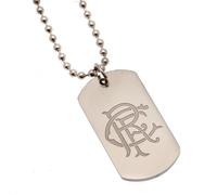 Engraved Dog Tag And Chain Rangers FC Silver One Size