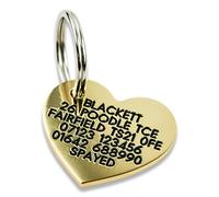Engraved Dog tag, Deeply Engraved, Solid Brass Heart Shaped Dog tag