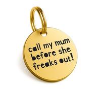 Engraved Dog Tag Small Gold Brass Personalised ID Disc for Pets UK, 20mm Lightweight Identification, UK Legal, The Stately Hound (Small)