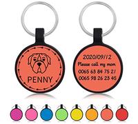 Engraved Dog Tag, Uiopa 2pcs Dog Tags for Pets Engraved, Personalized Round Cat Name Tag, No Noise Silicone Dog Collar ID/Identity Nameplate for Puppy Kitten Pet (Orange)