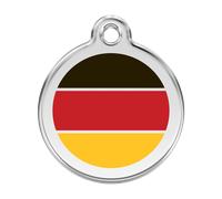 ENGRAVED DOG TAGS CAT ID DISC Flag UK / USA / Canada / Germany / Italy Red Dingo