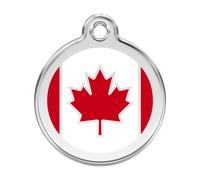 ENGRAVED DOG TAGS CAT ID DISC Flag UK / USA / Canada / Germany / Italy Red Dingo