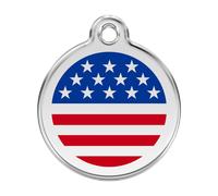 ENGRAVED DOG TAGS CAT ID DISC Flag UK / USA / Canada / Germany / Italy Red Dingo