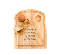 Engraved Egg and Toast Board for 5th Wedding Anniversary - Wooden Anniversary Present for Him Her - Wooden Serving Breakfast Board