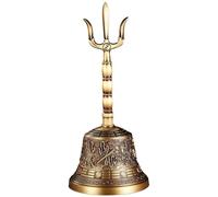 Engraved Eight Immortals Candle Snuffer, Gold Brass Trident Wick Trimmer, Decorative Tool For Religious And Home Use, With Bell Base