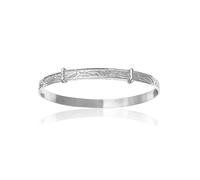 Engraved/Embossed Pattern/Design Expanding/Expandable/Adjustable Bangle Bracelet for Baby/Child/Children/Women - 925 Sterling Silver - Childrens Jewellery
