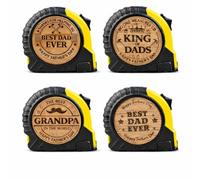 Engraved Fathers Day Tape Measure Tool Gift For Husband Dad Boyfriend Fiance Funny Present Papa Engraved Wood DIY - Thanks For Helping Me - Best Dad Ever Engraved