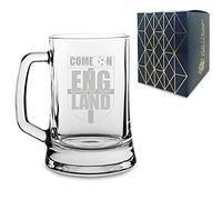 Engraved Football Tankard, Come On England Football Shield Design with Gift Box, Euro Football Soccer Championship Flag