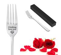Engraved Fork, I Forking Love You, Personalized Stainless Steel Dinner Forks with Luxury Box,Exquisite Valentine's Day Gifts,Festival Gifts for Boyfriend,Girlfriend,Friends,Family,Christmas
