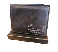 Engraved Gamekeeper Leather Wallet - Personalised Country Sports Gift for Pheasant Hunters & Shooters with Gift Box