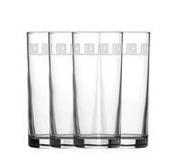 Engraved Geometric Swirls Patterned Hiball, Set of Four 12oz/340ml Water and Cocktail Glasses, Laser Engraved in The UK, Gift for Him or Her, Birthday Gift, House Warming Gift