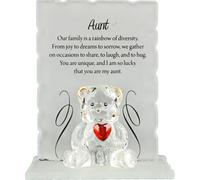 Engraved Glass Crystal Bear Gift Ornaments Set Poem Poetic Writing Message Aunt