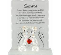 Engraved Glass Crystal Bear Gift Ornaments Set Poem Poetic Writing Message Grandma