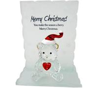 Engraved Glass Crystal Bear Gift Ornaments Set Poem Poetic Writing Xmas Message Merry Christmas
