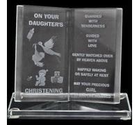 Engraved Glass Crystal Book Gift Set Poetic Inscribed Writing Ornament Daughters Christening
