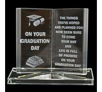 Engraved Glass Crystal Book Gift Set Poetic Inscribed Writing Ornament Graduation Message