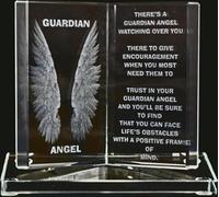 Engraved Glass Crystal Book Gift Set Poetic Inscribed Writing Ornament Message Guardian Angel