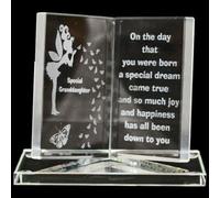 Engraved Glass Crystal Book Gift Set Poetic Inscribed Writing Ornament Message Special Granddaughter