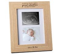 Engraved Grand Adventure Photo Frame | New Baby Boy or Baby Girl Present | Gift Idea For New Parents Mum Dad | Portrait Double Scan Wooden Picture Frame