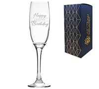 Engraved Grandma Birthday Gift, Argon Champagne Glass, Holds 7.4oz, 220ml, Gift Boxed, Happy Birthday Script Design, Gift for Her, Gift for Grandma, Laser Engraved in The UK