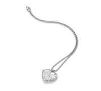 Hot Diamonds Engraved Heart Locket in 925 Sterling Silver with Real Diamond | Silver Memory Keepsake Locket | 27mm x 25mm Heart Pendant with 18” Sterling Silver Chain Sentimental Jewellery for Women
