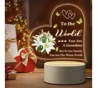 Engraved Heat Shaped Acrylic Night Light - Gifts for Grandma from Grandchildren, USB Powered Grandma Birthday Gifts