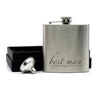 Engraved Hip Flask Gift Set, 6oz, Black/Silver, Personalized Design Options, Funnel Included (Minimalist, 6oz Silver)