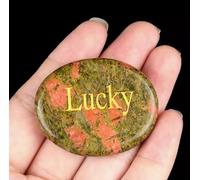 Engraved Inspirational Stones, Different Words Assorted Sayings Message Pebbles, Engraved Natural River Rock, Gratitude Healing You Rock Ornament, Motivational Keepsake,1.6"-2.7" ea (Lucky)