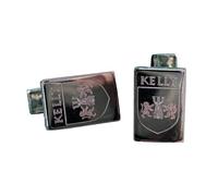 Engraved Irish Family Crest Cufflinks - Custom Engraved Surname Coat of Arms, Heritage Gift for Men