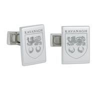 Engraved Irish Family Crest Cufflinks - Custom Engraved Surname Coat of Arms, Heritage Gift for Men