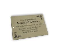 Engraved Memorial Plaque, Bench Name Plate, Grave Marker, Outdoor Weatherproof, Brass Effect, Brushed Steel Effect, 6" x 4" D2