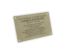 Engraved Memorial Plaque, Bench Name Plate, Grave Marker, Outdoor Weatherproof, Brass Effect, Brushed Steel Effect, 6" x 4"