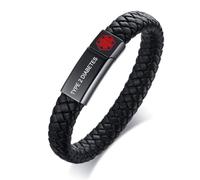 Engraved Men's Type 2 Diabetes Bracelet, Medical Alert Bracelet for Men
