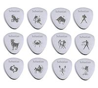 Engraved Name Star Sign Personalised Silver Guitar Plectrum Pick with Gift Message Box