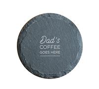 Engraved Natural Slate Coaster - Dad's Coffee Goes Here Coaster Gift | Mens Gift Ideas for Father's Day | Birthday Gifts for Men | Thoughtful Keepsake Presents