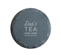 Engraved Natural Slate Coaster - Dad's Tea Goes Here Coaster Gift | Mens Gift Ideas for Father's Day | Birthday Gifts for Men | Thoughtful Keepsake Presents