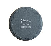 Engraved Natural Slate Coaster - Dad's Whiskey Goes Here Coaster Gift | Mens Gift Ideas for Father's Day | Birthday Gifts for Men | Thoughtful Keepsake Presents