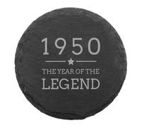 Engraved Natural Slate Coaster - The Year Of The Legend Coaster | Birthday Gifts for Men Him | Thoughtful Keepsake Presents | Milestone Birthday Year | Coffee and Beer Gift (1950)