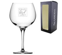 Engraved Novelty Gin Balloon with Crazy Bird Lady Design, Laser Engraved, Gift Box Included, Budgie Lover Gift, Add an Optional Personalised Message
