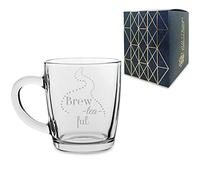 Engraved Novelty Glass Barrel Mug, "Brew-Tea-ful" Novelty Design, Gift Boxed, Perfect for Birthdays and Christmas